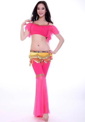 China Milk Silk Belly Dance Practice Costumes Dancewear , Chest Short Sleeves for sale