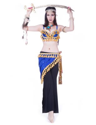 China Sexy Tribal Belly Dance Performance Costumes Blue Color , Bra Size 34 / 36 / 38B for sale