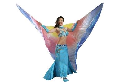 China Colorful Inkjet Print Shinning Belly Dance Wings In Contrasted Color Yellow + Red + Blue for sale