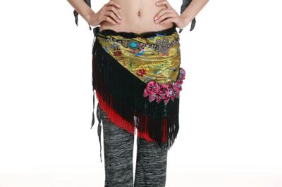 China Classical Adult Egyptian Belly Dance Hip Scarf Pattern With Embroidered Flower for sale