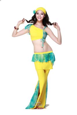 China Modern Yellow Color Fitness Belly Dance Practice Costumes For Ladies for sale