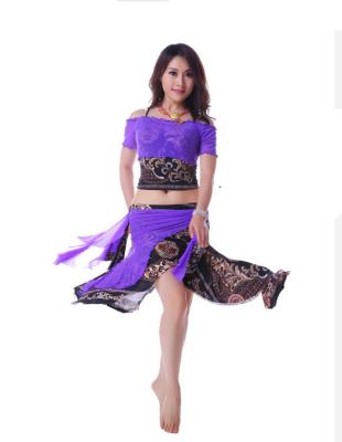 China Flexible Silk Belly Dance Practice Costumes With Classical Printing Pattern for sale