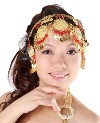 China Fashionable Belly Dancing Accessories , Headpiece For Ladies In Red Gold Color for sale