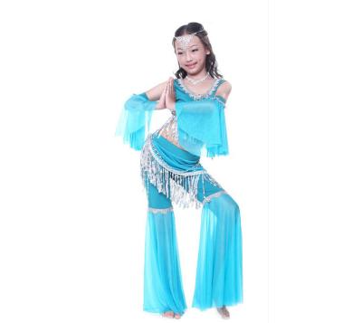 China Bead Tassel Milk Silk Kids Belly Dance Costumes / Wear / Suit Long Skirt Set for sale