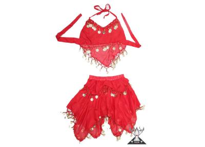 China Simple Artificial Silk Girls Belly Dancing Costume / Apparel With 2 Layers Coins OEM for sale