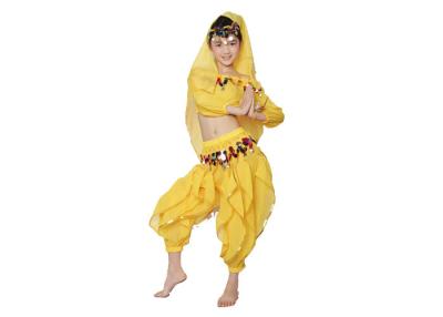 China Yellow Girls Professional Belly Dance Performance Costumes Indian With Chiffon And Cotton for sale