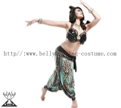 China Practice Stage Special Printing Tribal Belly Dance Pants Milk Silk Fabric for sale