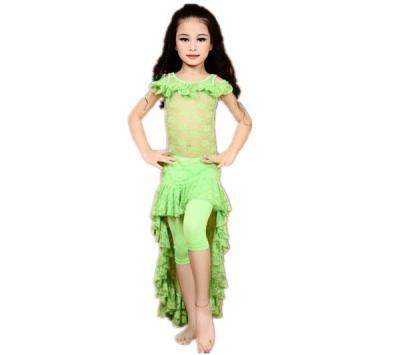 China Cute Kids Belly Dance Costumes Summer Green Lace For Girl for sale