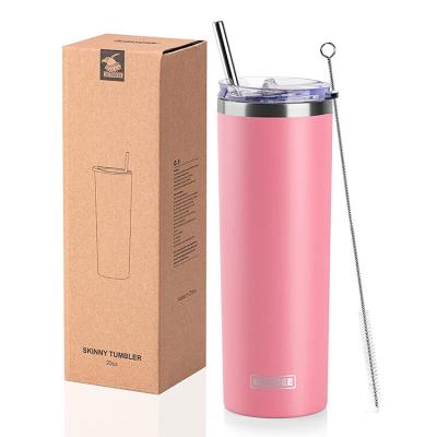 China WITH LID 20oz skinny white straight sublimation masks stainless steel tumblers with metal straws for sale