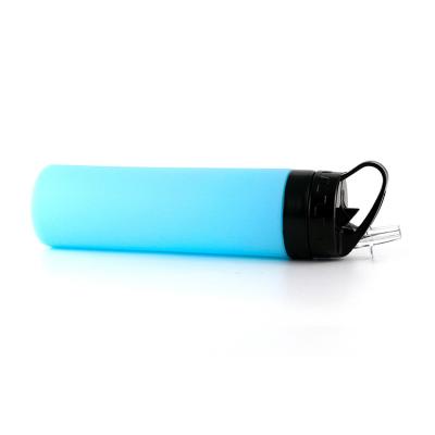 China Viable Travel Silicone Sport Collapsible Water Bottle With Rope To Handle for sale