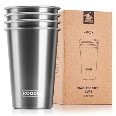 China Sustainable Stainless Steel Pint Cups 16oz Metal Water Cup Drinkware Mug For Camping With Custom Logo for sale