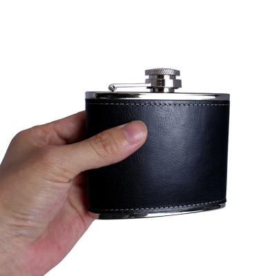 China Leather Bar Advertising Gift Stainless Steel Cover Hip Flask for sale