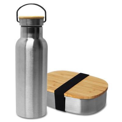 China PORTABLE kids lunch box set fashion 500ml vacuum flask water bottle with bamboo lid for sale