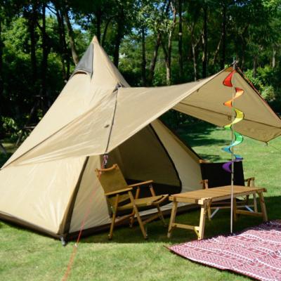 China Outdoor 3-4 Persons Camping Tent Sunshade Waterproof Hiking Tent Diagonal Tying Type With Tent for sale