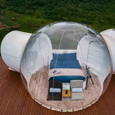 China 0.8mm Clear PVC+0.6mm PVC Tarpaulin 4-6 Person Glamping Tunnel Igloo Garden Stargazing Dome Inflatable Transparent Hotel Crystal Bubble Tent for sale