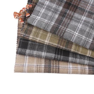 China Supply Breathable Professional Man Casual Shirts Men TC Brushed Plaid Fabric Dress Yarn Dyed Woven Fabric For Pants Shirts Clothing for sale