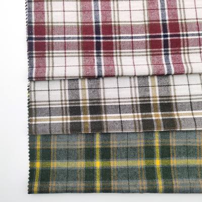 China New Breathable Stock Wholesale Polyester Blended Cheap Twill Brushed Yarn Dyed Flannel Fabric For Blouse Shirts Clothes for sale