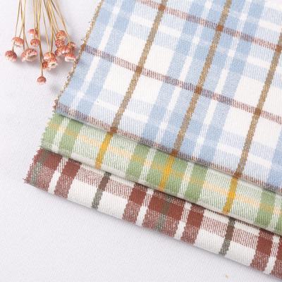 China Breathable ready goods fall and winter thickening yarn type dyed fabric best quality 100 cotton twill plaid checks fabric warmly for shirt for sale