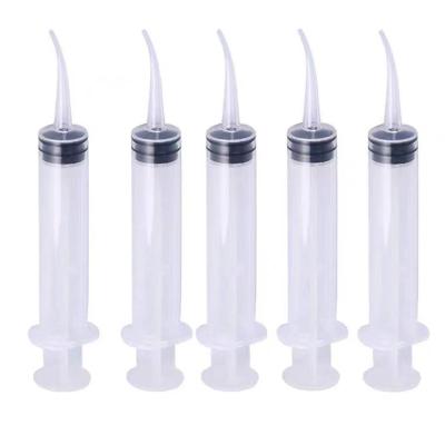 China Dental Curved Disposable Curved Serving Syringes 12ml Oral Curved Syringe With Plastic Curved Tip Irrigation Dental Syringe Curved Tip for sale