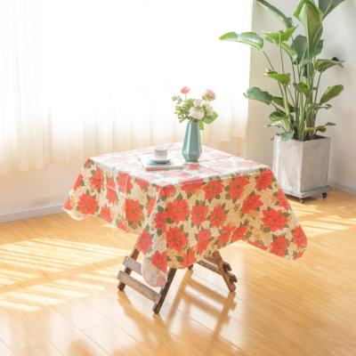 China Rectangle Shape Waterproof Dining Floral Washable Tablecloth for sale