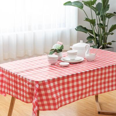 China Oilproof Red Rectangular Lattice Picnic Tablecloth Kitchen Dining Table Cover Cloth Printed Table Cloth for sale