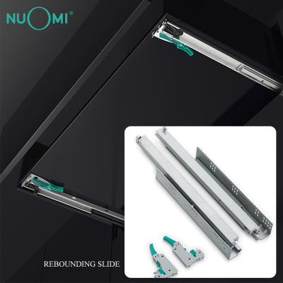 China 3 Channel Fold+Full Extension NUOMI Kitchen Toolbox Cabinet Box Undermount Drawer Slide Full Tandem Telescopic Soft Narrow Hydraulic Rail for sale