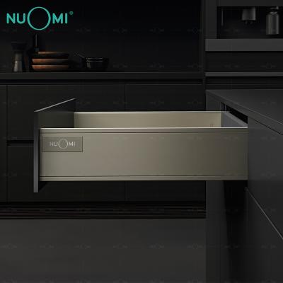 China Whole Aluminum Material Motion Furniture Minimalist Nuomi Brand Hardware Installation Quick Drawer Slide Tandem Bedroom Box Customized for sale