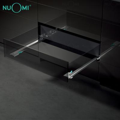 China 3 Fold+Full Extension Nuomi Drawer Slide Furniture Hardware Cabinet Drawer Channel Soft Narrow Slide Undermount Rail for sale