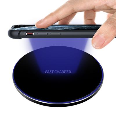 China 2021 New Qi Universal Mobile Phone 10W K9 Ultra-thin Wireless Charger Wireless Charging Station For iPhone And Android for sale