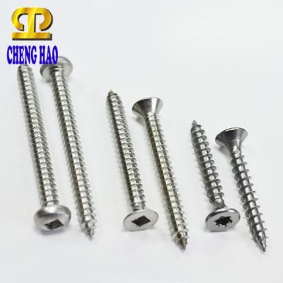 China Flat Countersunk Head Fastening Stainless Steel Flat Countersunk Deck Chipboard Screws for sale