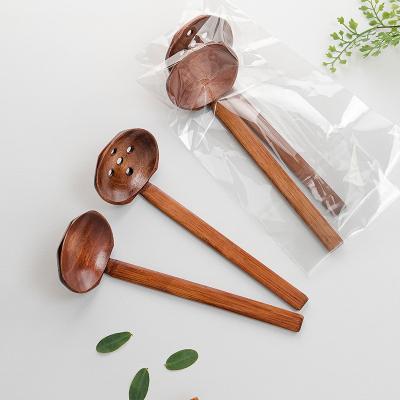 China Spicy Soup Sieve Viable Seasoning Hot Pot Perforated Pocket Tableware Japanese Solid Wood Octagonal Turtle Shell Spoon for sale