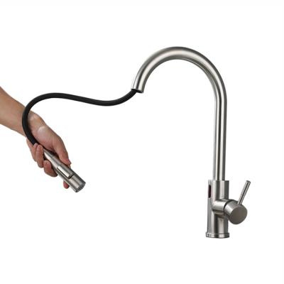 China Sense Faucets 304 Stainless Steel Kitchen Water Faucet High End Mixer Tap Pull Out Kitchen Faucet for sale