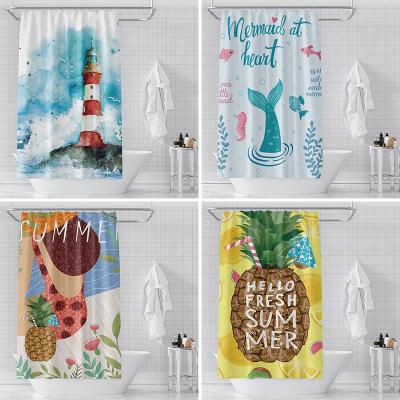 China Viable Custom Shower Curtain European Bathroom Colorful Printed Hotel Shower Curtain for sale