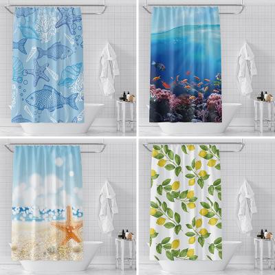 China Sustainable Polyester Fabric Shower Curtain Waffle Weave Rustproof Metal Grommets Bathroom Showers for sale