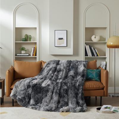 China Long Super Soft Anti-Static Coral Fleece Blanket Warm Elegant Faux Fur Cozy With Fluffy Sherpa Throw Blanket Bed Sofa Blankets Gift for sale