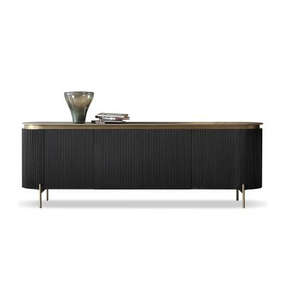 China Brushed Gold Wooden Sideboard Cabinet Oak Dark Wood Buffet Cabinet Black for sale