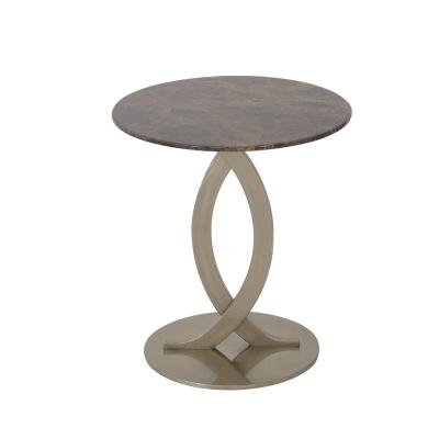 China Brown Marble Metal Side Table Matt Bronze Marble Top Side Table for sale