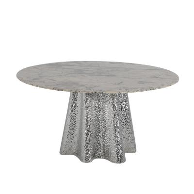 China Customized Marble Round Dining Table For 6 Marble Top Metal Legs for sale