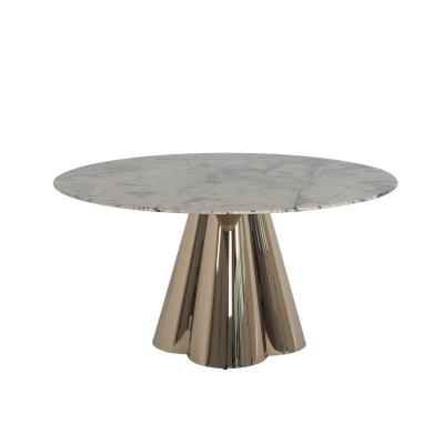 China Ronde Marmeren Metalen Eettafel Roestvrij Marmeren Tafel Gouden Benen Te koop