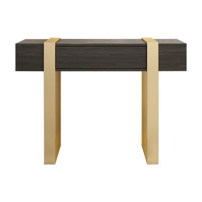 China Oak Black Marble Top Console Table With Two Drawers Satin Finish for sale