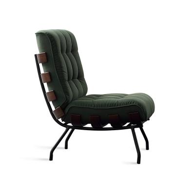 China High Density Foam Velvet Fabric Armchair With Iron Legs Olive Green Velvet Chair for sale