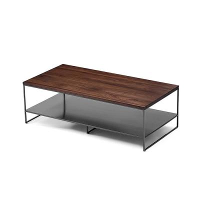 China Rectangle Iron Central Coffee Table Grey Metal Oak Top Coffee Table for sale