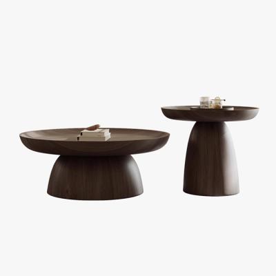 China Veneer Walnut Coffee Table Natural Wood Round Coffee Table for sale