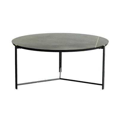 China Black Oak Top Coffee Table Satin Finish Contemporary Coffee Table With Metal Legs for sale