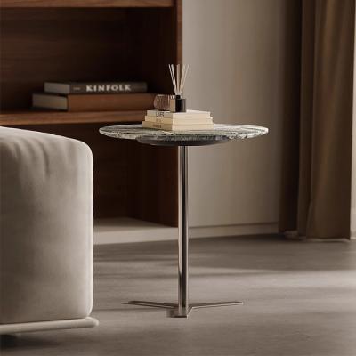 China Marble Top Stainless Side Table Bedroom Stainless End Table for sale