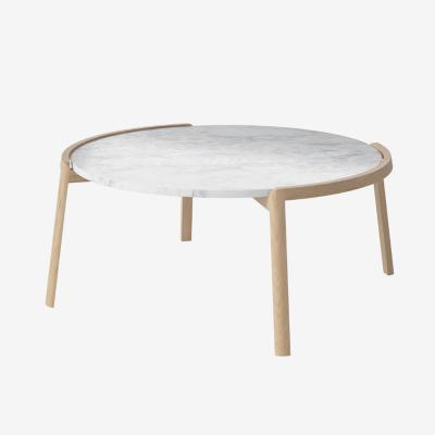 China Ronde koffietafel set tafel natuurlijke eiken fineer travertijn top koffietafel Te koop