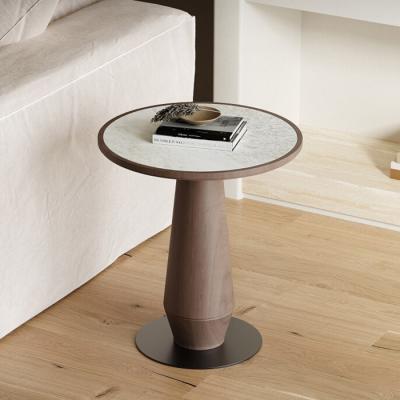 China Oak Metal Marble End Tables Veneer Metal Side Table With Marble Top for sale