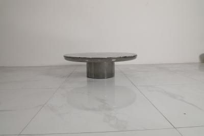 China Brushed Stainless Steel Round Coffee Table With Natural Marble Top for sale