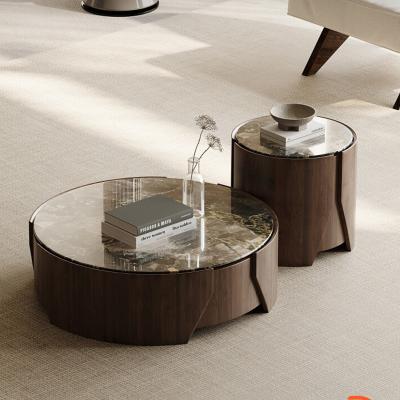 China Marble Central Coffee Table Natural Stone Top Wood Legs For Living Room And Hotel Use for sale