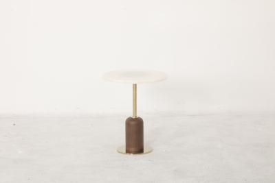 China Natural Marble Top Round End Table Stainless Steel Base for sale